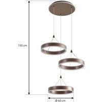 Lucande LED pendant light Kolo, brown, 3-bulb, dimmable