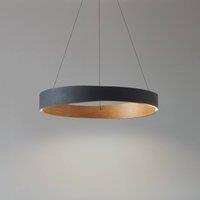 Lucande LED pendant light Daelor, black, aluminium/wood, CCT, 70cm