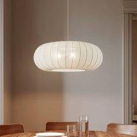 Lindby Helin pendant light, white, 70 cm, textile, 3 x E27