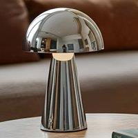 Lindby Nevijo LED rechargeable table lamp, chrome, 20cm, USB, dimmer