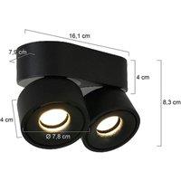 Steinhauer LED ceiling spotlight Fez, black, 2-bulb, metal, swivelling