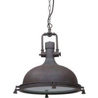 Steinhauer Eliga pendant light, brown, metal, glass diffuser, E27