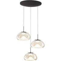 Fabas Luce Brena LED pendant light, 3-bulb, cognac, 35 cm CCT, dimmable