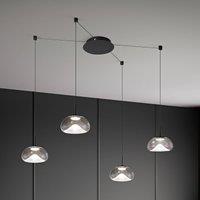 Fabas Luce LED pendant light Brena, 4-bulb, clear, glass, CCT, dimmable