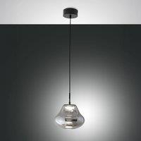 Fabas Luce Deva LED pendant light, grey, glass, 25 cm, CCT, dimmable