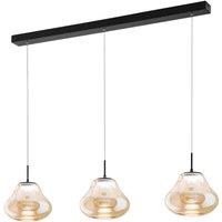 Fabas Luce Deva LED pendant light, 3-bulb, 115 cm, amber, CCT, dimmable