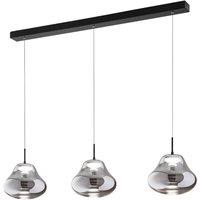 Fabas Luce LED pendant light Deva, 3-bulb, 115 cm, grey, CCT, dimmable