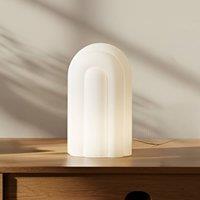 Lucande LED table lamp Lunja, white, glass, 30 cm, CCT