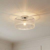 Lucande Meritt ceiling light, chrome/clear, 40 cm, glass
