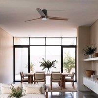 FARO BARCELONA LED fan Heywood L, black/wood-coloured, DC, quiet, CCT