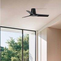 FARO BARCELONA Ceiling fan Hey S, black, DC motor, quiet, 90 cm