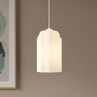 Lucande Lunja pendant light, white, glass, 1-bulb, E27