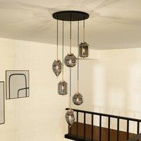 Lucande Elani pendant light, 6-bulb, 62 cm, glass