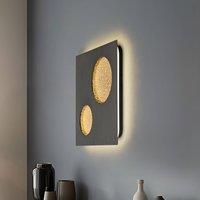 Lucande Delin LED wall lamp, grey/gold, 55 x 55 cm, step-dimmable