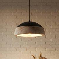Lucande Leivar pendant light, 35 cm, wood/black, E27