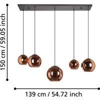 EGLO Stars Of Light Cordoba pendant light, 5-bulb, long, copper