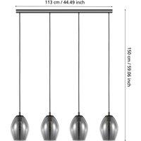 EGLO Stars Of Light Estanys hanging light, black, 4-bulb, long
