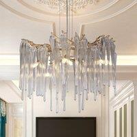 Searchlight Heritage pendant light, 50 cm, gold-coloured/clear, glass