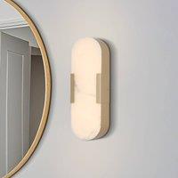 Searchlight LED bathroom wall lamp Opaline Height 35 cm gold-coloured metal/resin