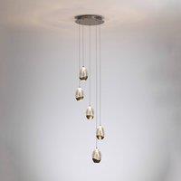 Searchlight Seeds LED hanging light, 30 cm, cream-coloured, glass, 5-bulb.