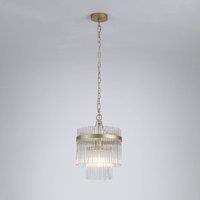 Searchlight Lara hanging light, 26 cm, gold-coloured/clear, glass/metal