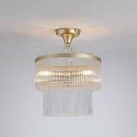 Searchlight Lara ceiling lamp, 35 cm, gold-coloured/clear, glass/metal