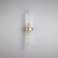 Searchlight Lara wall lamp, height 56 cm, gold-coloured/clear, glass/metal