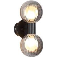 Searchlight Lumisphere bathroom wall lamp, black/smoke grey Height 28 cm 2-bulb.