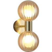 Searchlight Lumisphere bathroom wall lamp, cream/brass, height 28 cm, 2-bulb