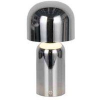 Searchlight Niko LED rechargeable table lamp, chrome-coloured, height 26 cm, metal