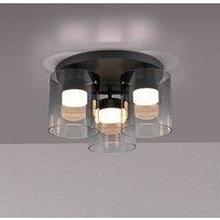 JUST LIGHT. GmbH JUST LIGHT. Elio smoked glass LED ceiling lamp, 3-bulb, black
