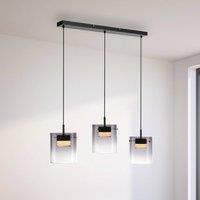 JUST LIGHT. GmbH JUST LIGHT. Elio LED pendant light, smoked glass, 3-bulb, black