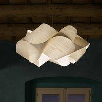 LZF LAMPS LZF Swirl hanging light, ivory/nickel-coloured, 75 cm, wood