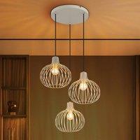 Globo Mateo pendant light, 3-bulb, cream-coloured, metal, 50 cm