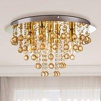 Globo London ceiling light, 46 cm, 5-bulb, gold-coloured, acrylic glass