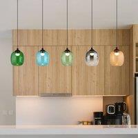 Globo Minara LED pendant light, 5-bulb, length 102 cm, colourful, glass