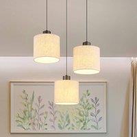 Globo Thea LED hanging light, 49 cm, 3-bulb, cream/matt black