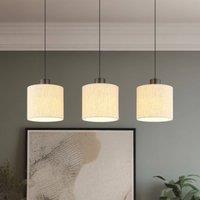 Globo Thea LED hanging light, length 74 cm, 3-bulb, cream/matt black