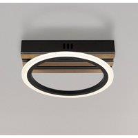 Globo Blevins LED ceiling light, matt black/wood effect, 25 cm