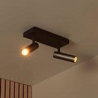 Lucide Grado ceiling spotlight, length 25 cm, grey, metal, 2-bulb.