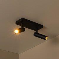 Lucide Grado ceiling spotlight, length 25 cm, black, metal, 2-bulb.
