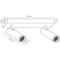 Lucide Grado ceiling spotlight, length 25 cm, taupe, metal, 2-bulb.