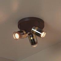 Lucide Upton ceiling spotlight, 31 cm, black/smoke grey, 3-bulb