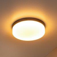 Lucide LED bathroom ceiling lamp Biskit, black, 23 cm, plastic