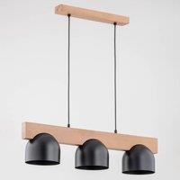 Envostar Afon pendant light, 3-bulb, beech/black