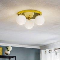 Argon Ceiling lamp Fatis opal glass/brass 3-bulb round