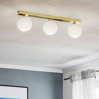 Argon Ceiling lamp Fatis opal glass/brass 3-bulb long