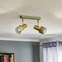 Argon Destin ceiling spotlight, 2-bulb, white/brass