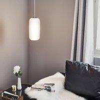 Argon Kaja pendant lamp with long glass shade, opal