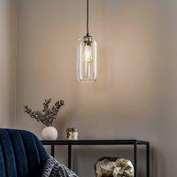 Argon Kaja pendant light with long, clear glass shade